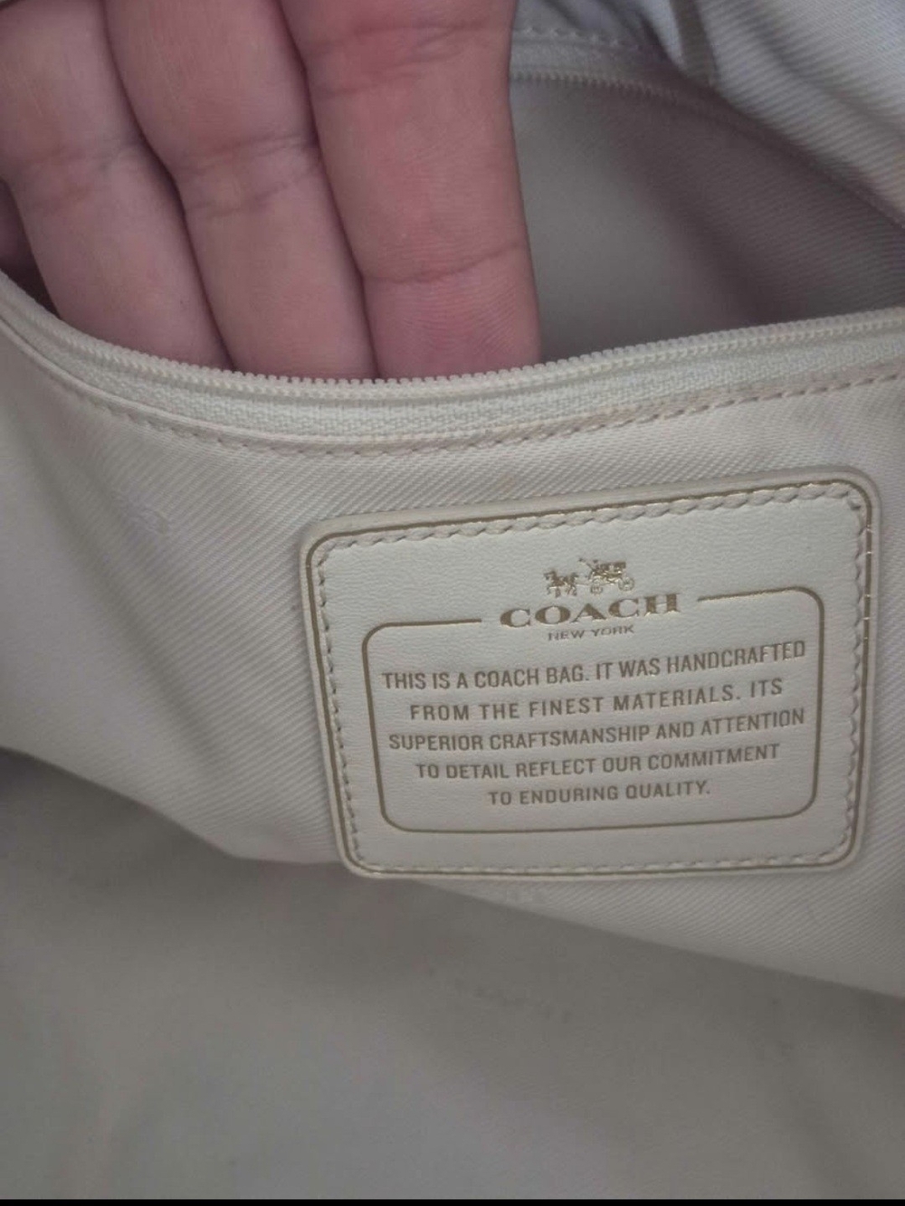 Coach Cream Leather Tote with Gold Feet - Picture 4 of 8